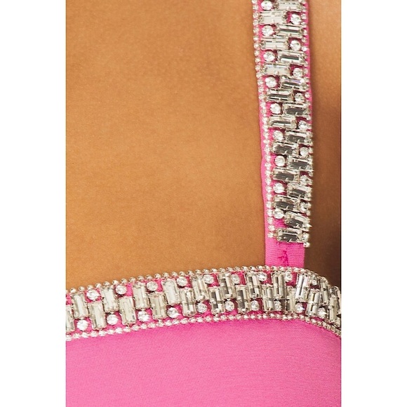 NWT RETROFETE Hand Stitched Crystal Embellished Square Neck Mini Slip Dress XXL - Picture 10 of 11